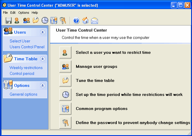 User Time Control Screenshot